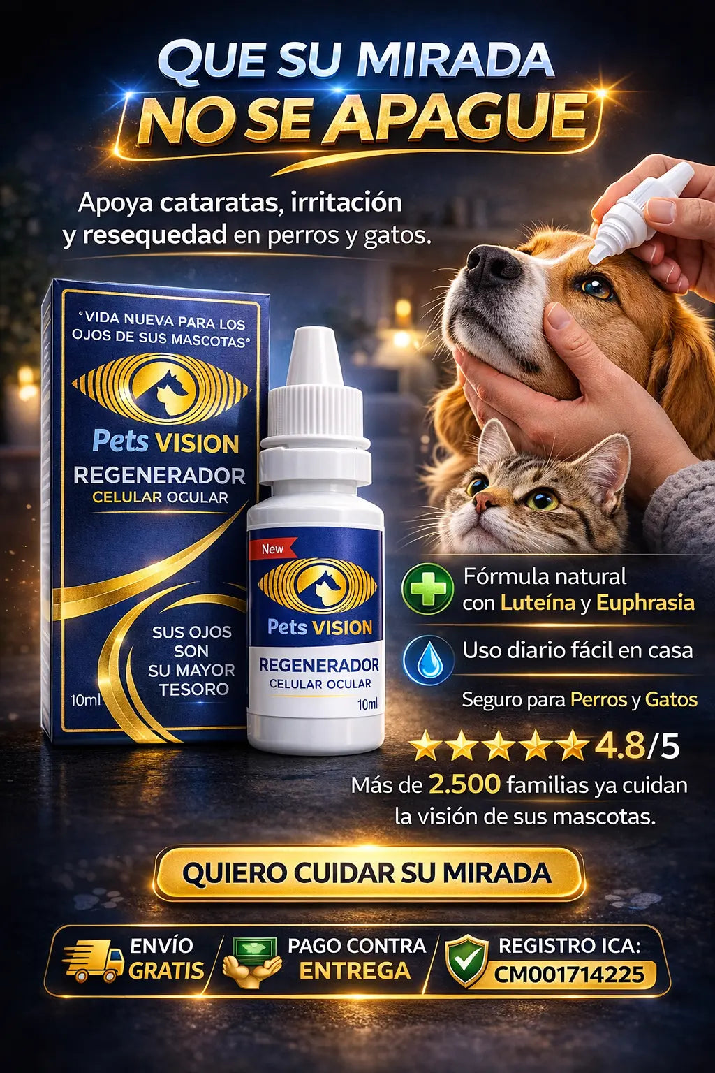 Pets Visión™ - Gotas Oculares para Mascotas